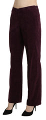 BENCIVENGA Purple Suede High Waist Straight Trouser Pants - IT48|XXL - Trousers