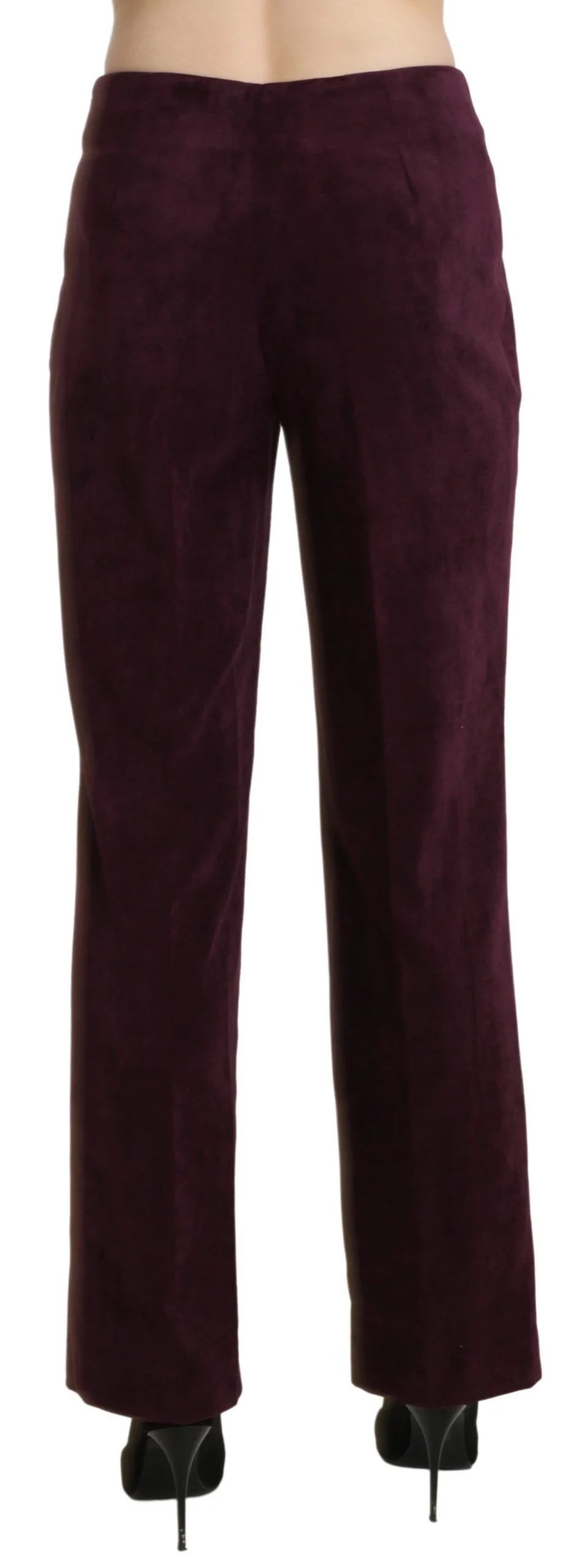 BENCIVENGA Purple Suede High Waist Straight Trouser Pants - IT48|XXL - Trousers