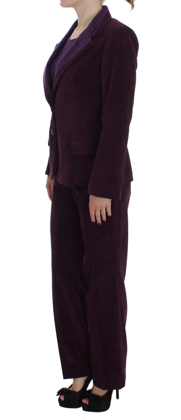 BENCIVENGA Purple Wool Suit T-Shirt Set - IT42|M - Pant Suits