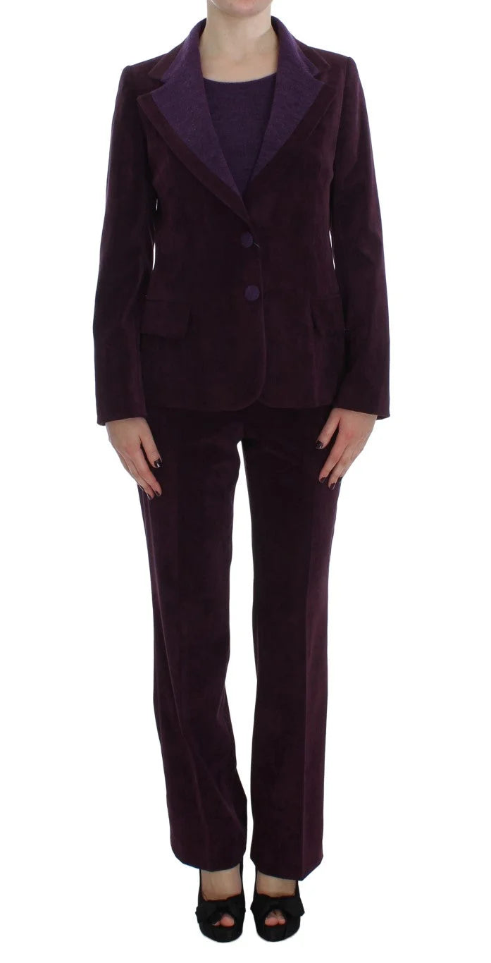 BENCIVENGA Purple Wool Suit T-Shirt Set - IT42|M - Pant Suits