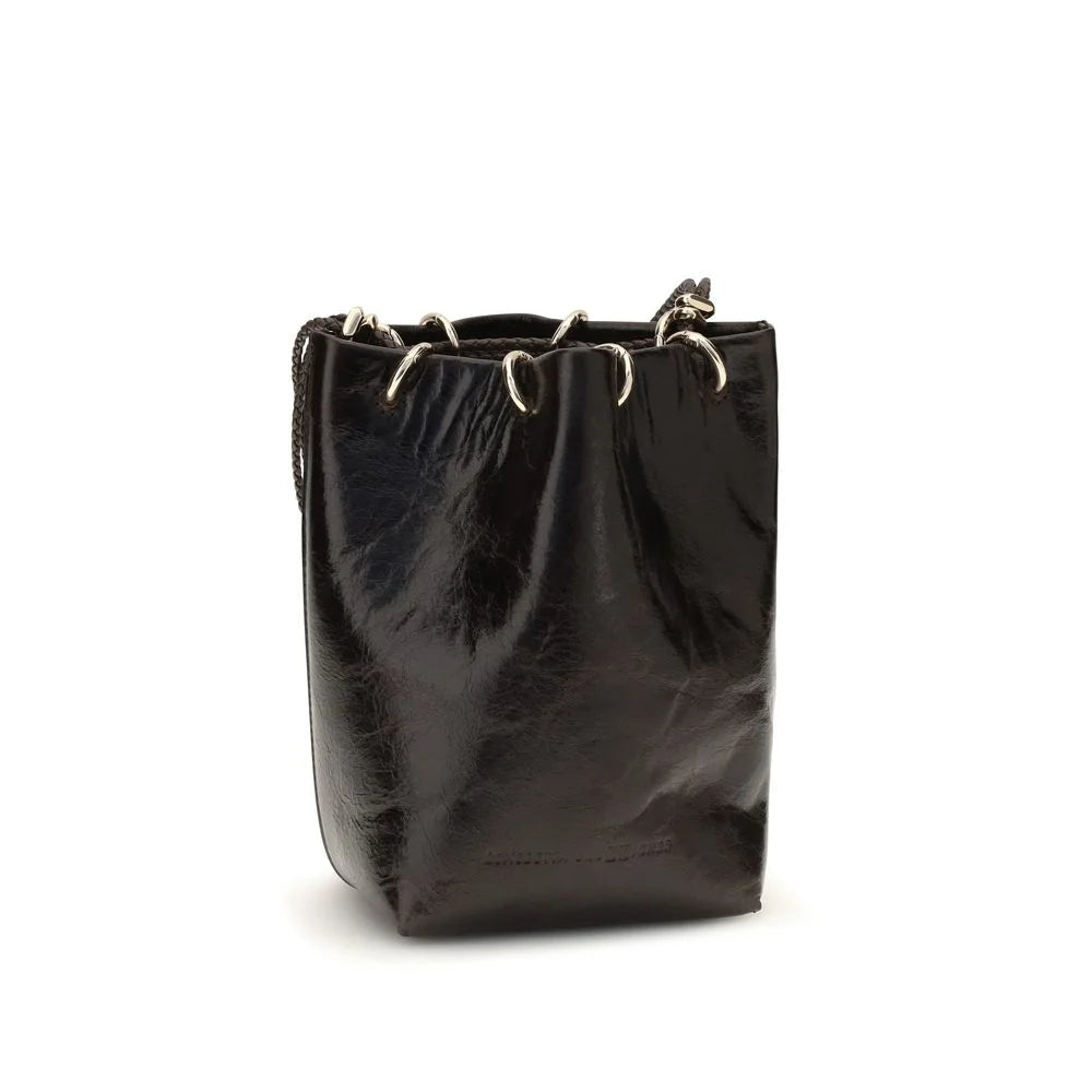 Benedetta Bruzziches Black Calf Leather Bos Taurus Backet Bag