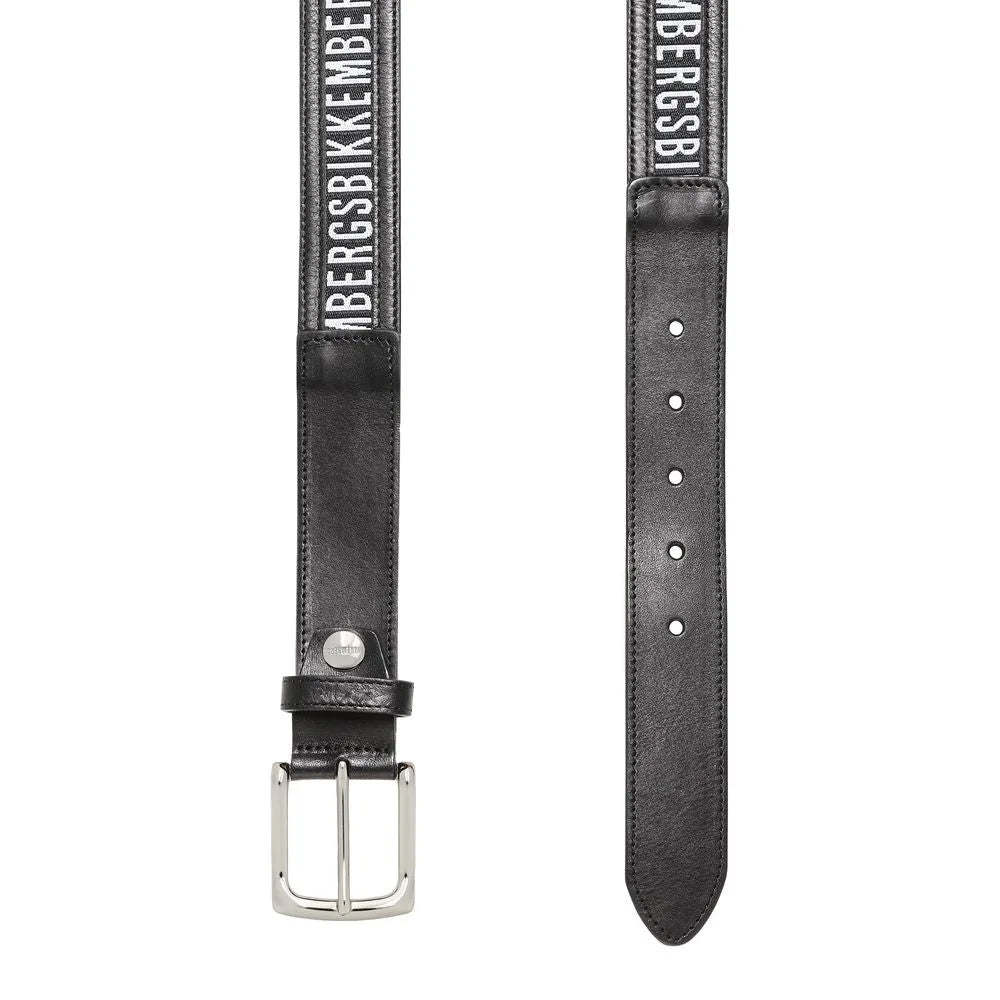 Bikkembergs Black Calfskin Men Belt - Belts