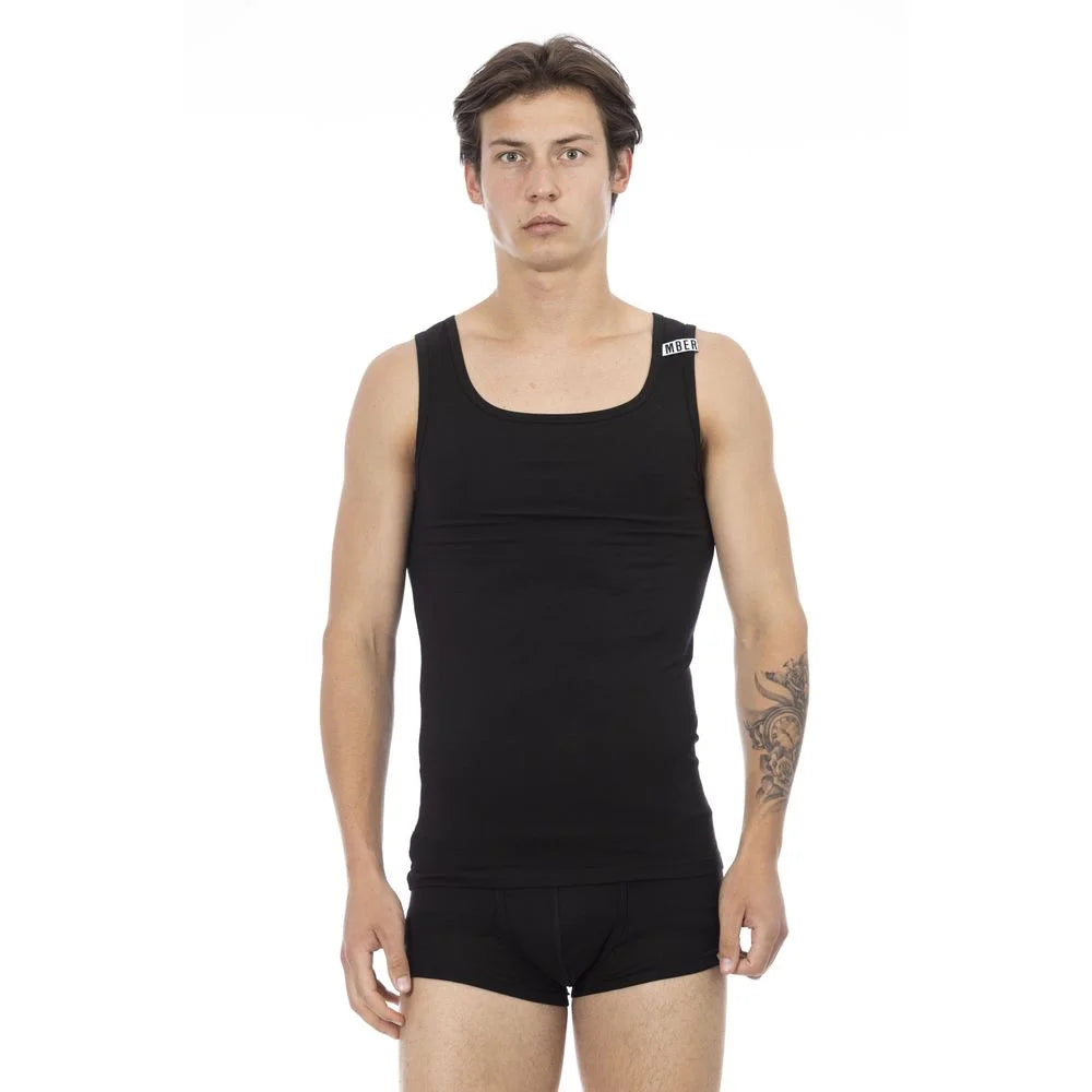 Bikkembergs Black Cotton Men Tank Top - Tank Tops