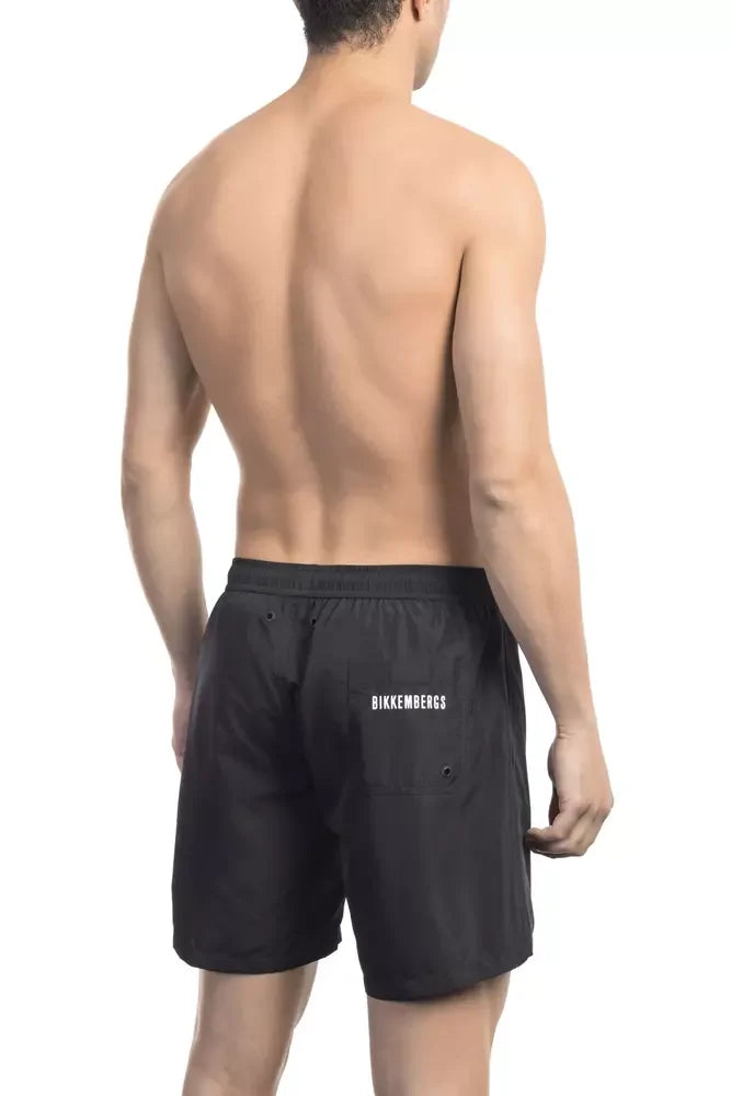 Bikkembergs Black Polyester Men Swim Short - Boardshorts