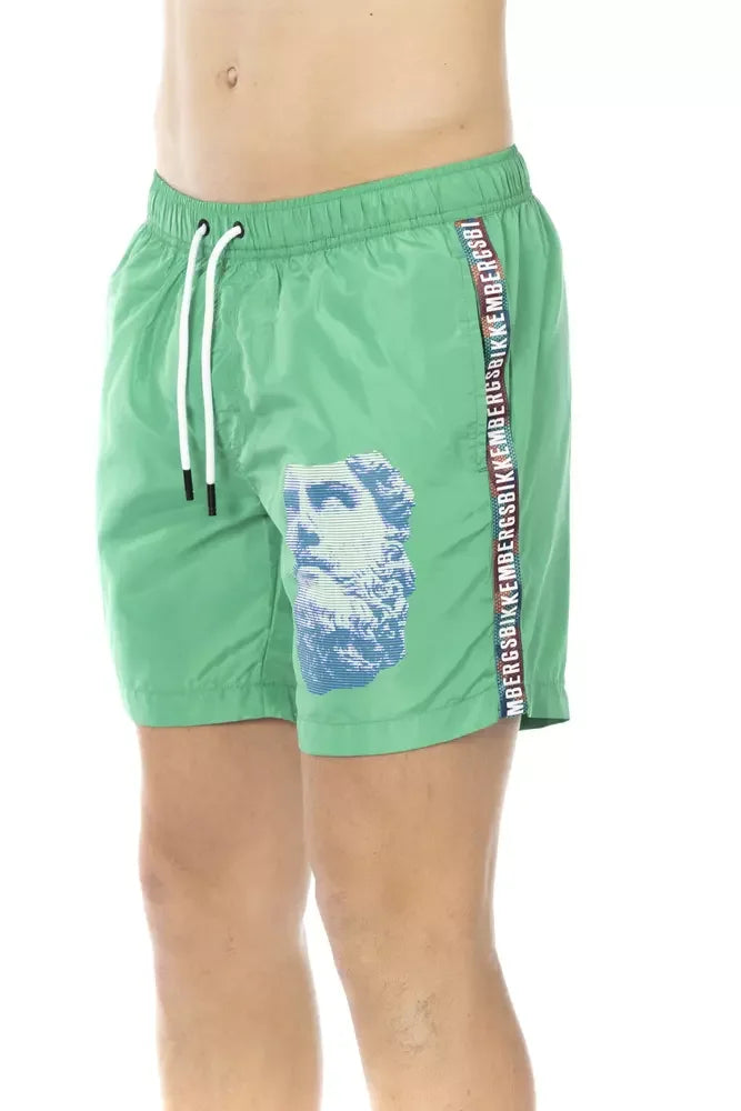 Bikkembergs Green Polyester Men Swim Short - Swim Boxers