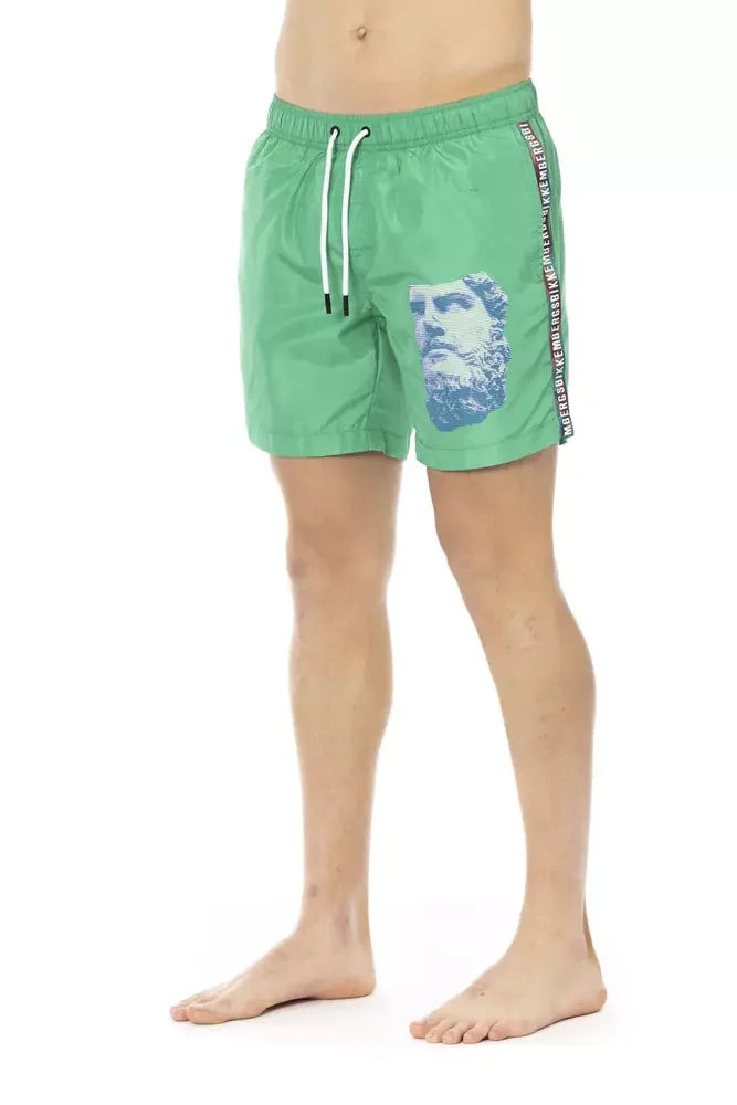 Bikkembergs Green Polyester Men Swim Short - Swim Boxers