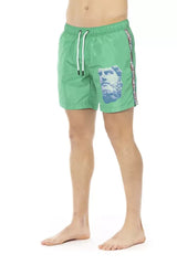 Bikkembergs Green Polyester Men Swim Short - Swim Boxers