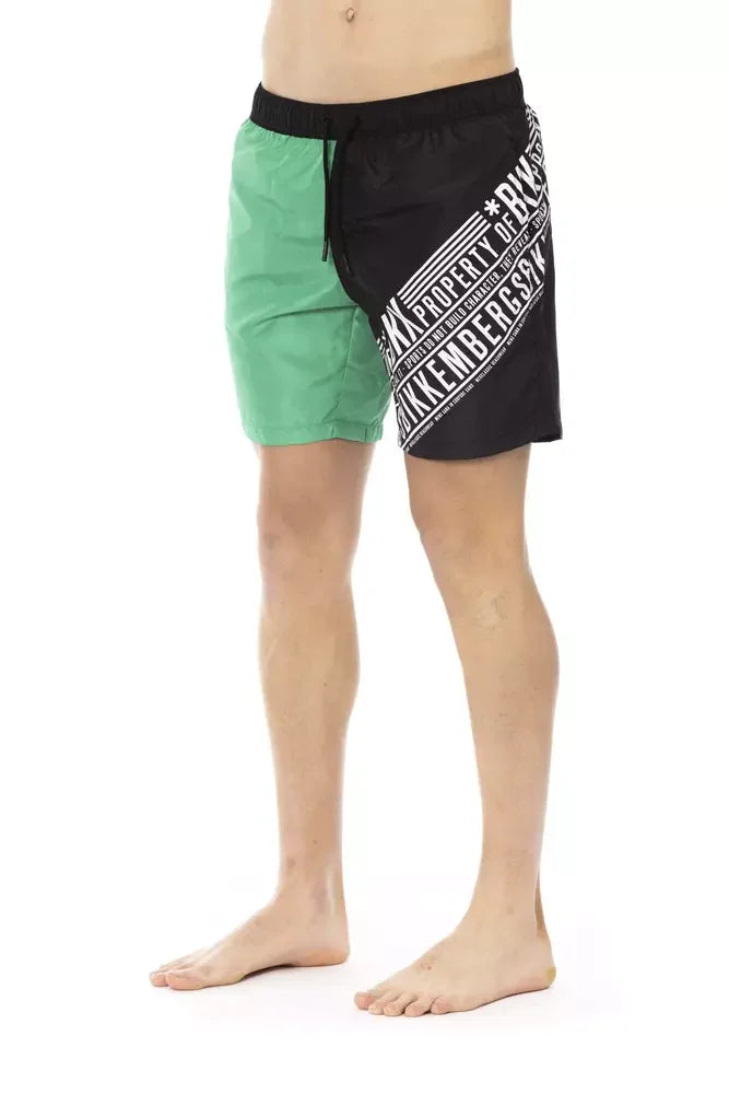 Bikkembergs Green Polyester Men’s Swim Short - Boardshorts