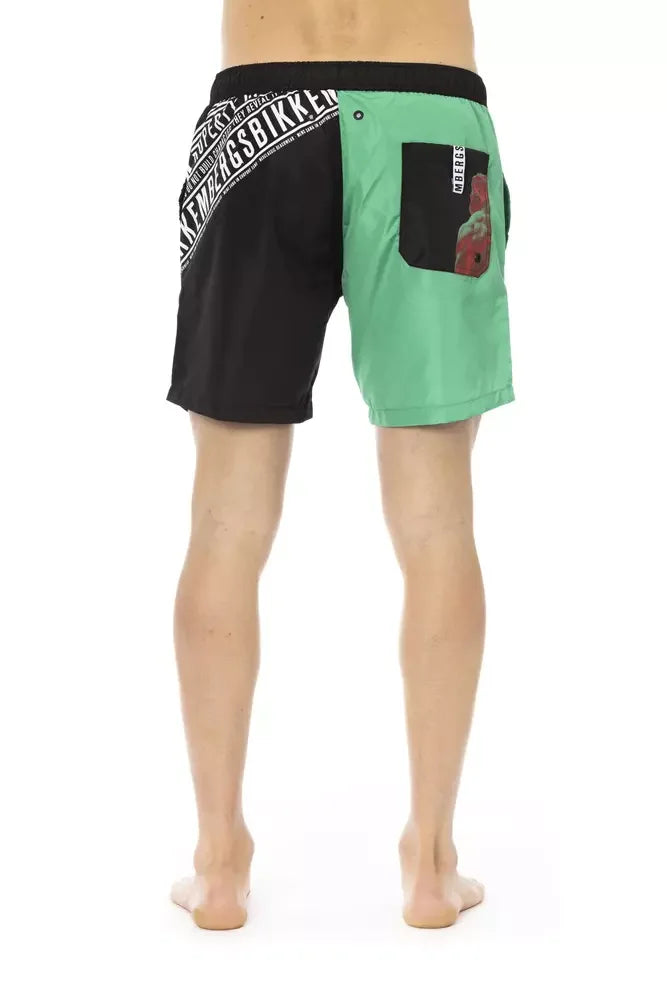 Bikkembergs Green Polyester Men’s Swim Short - Boardshorts