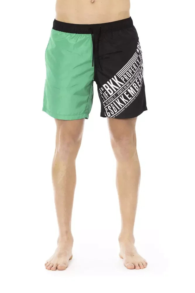 Bikkembergs Green Polyester Men’s Swim Short - Boardshorts