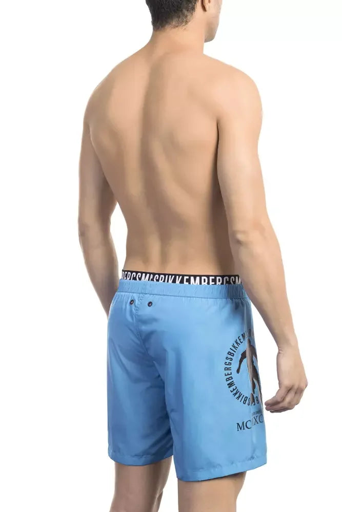 Bikkembergs Light Blue Polyester Men’s Swim Short - Swim Boxers