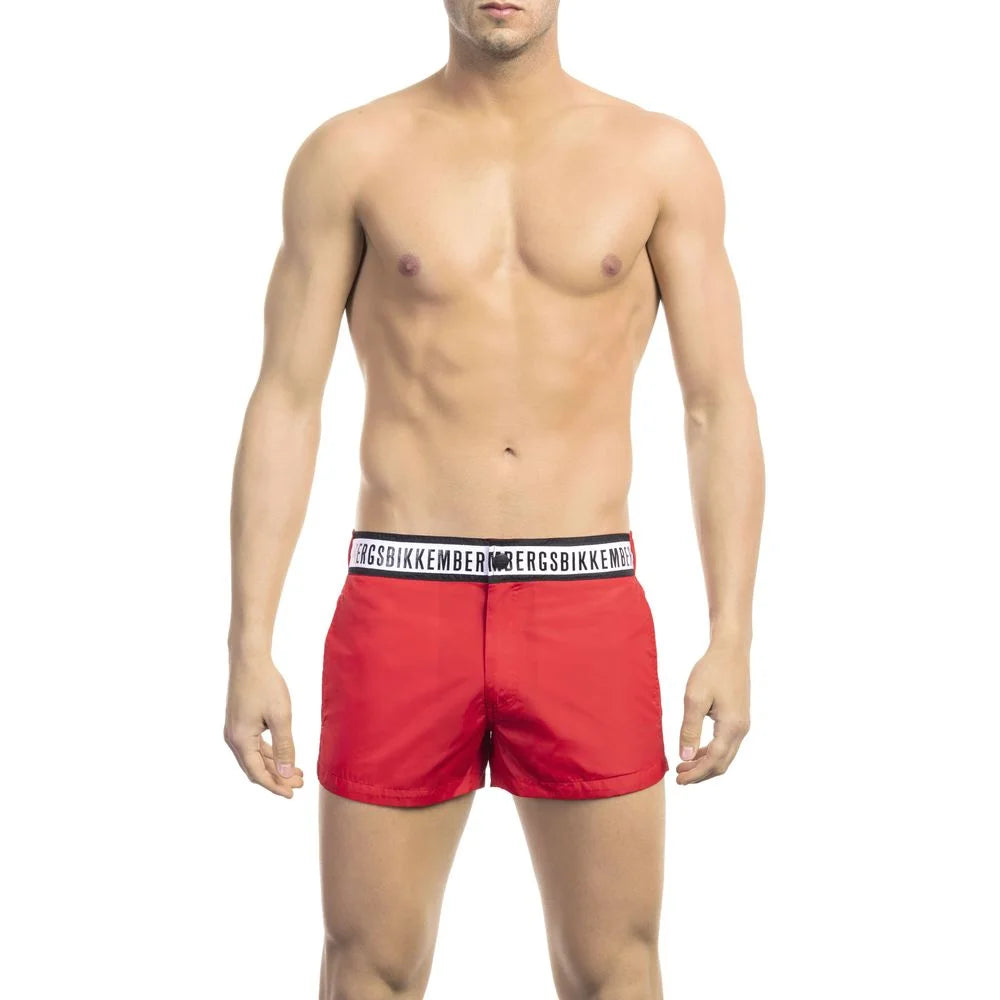 Bikkembergs Red Polyamide Men Swim Short - Swim Boxers