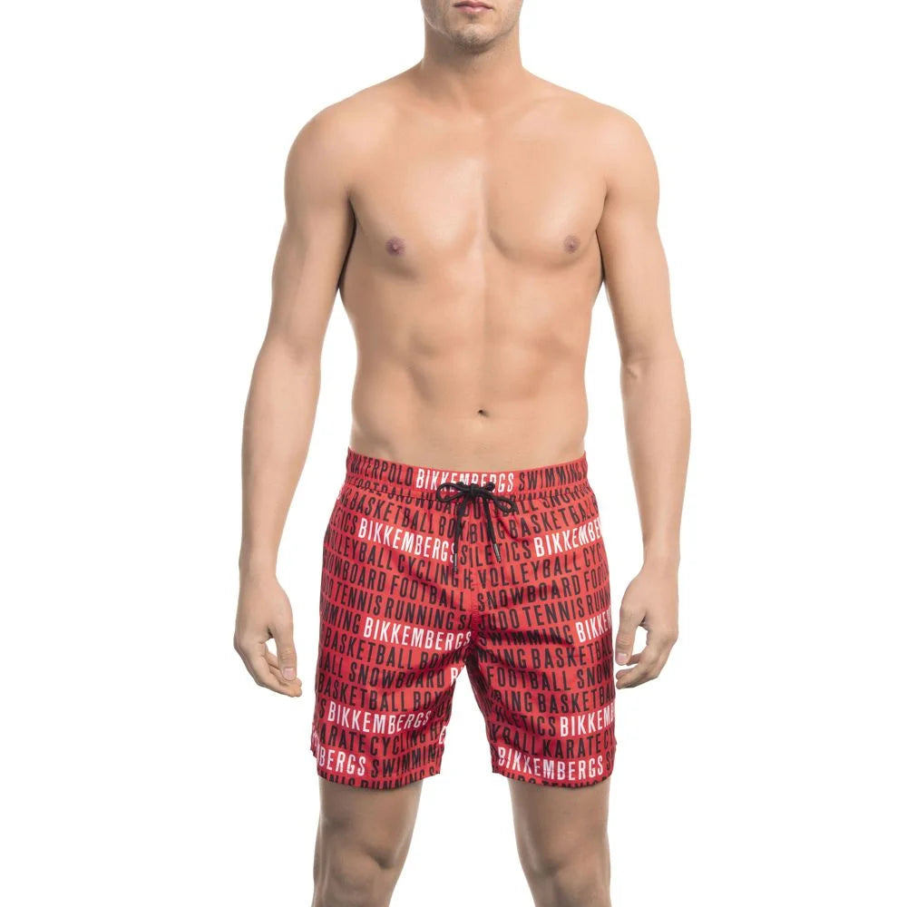 Bikkembergs Red Polyester Men Swim Short - Boardshorts
