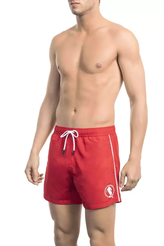 Bikkembergs Red Polyester Men Swim Short - Swim Boxers