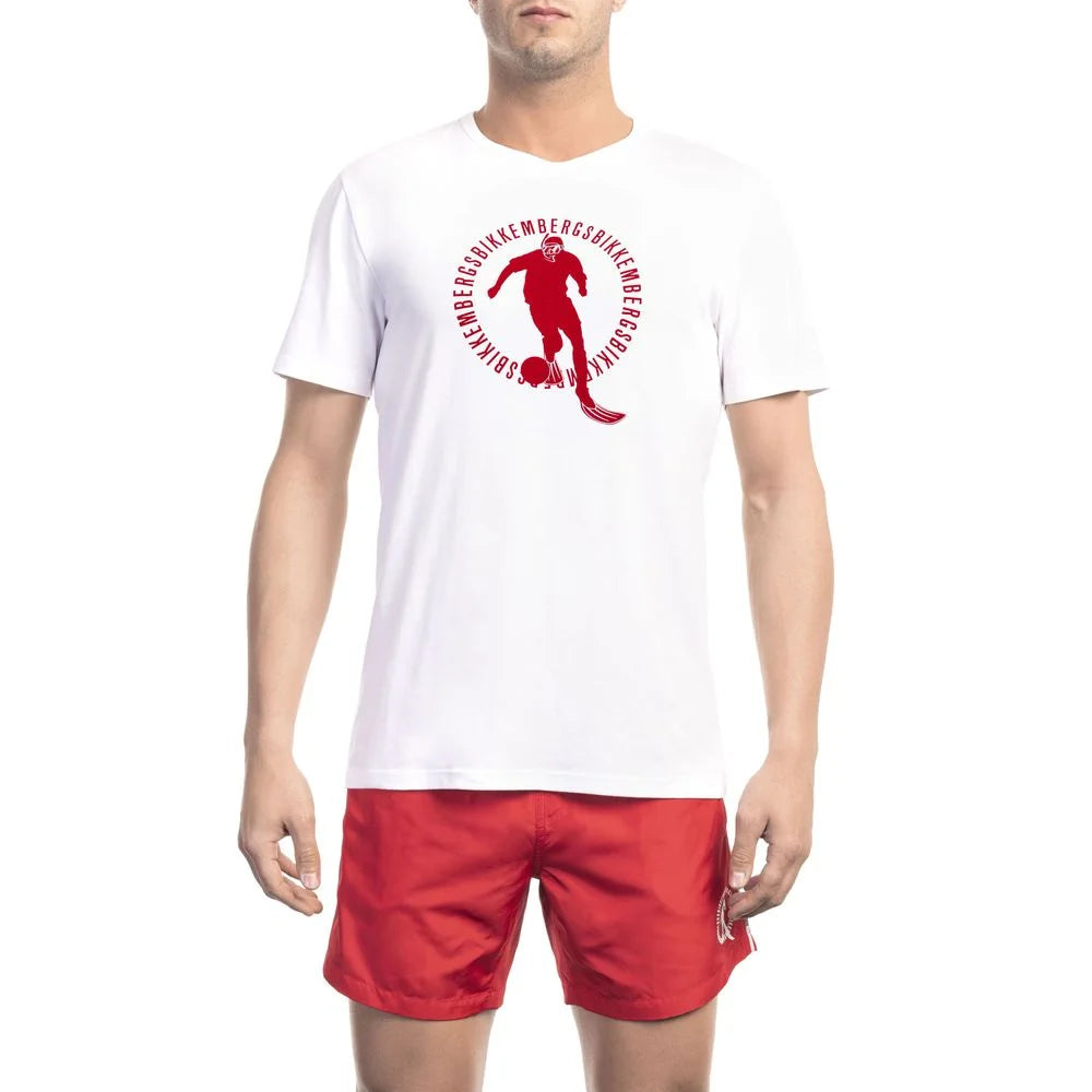 Bikkembergs White Cotton Men T-Shirt - T-Shirts