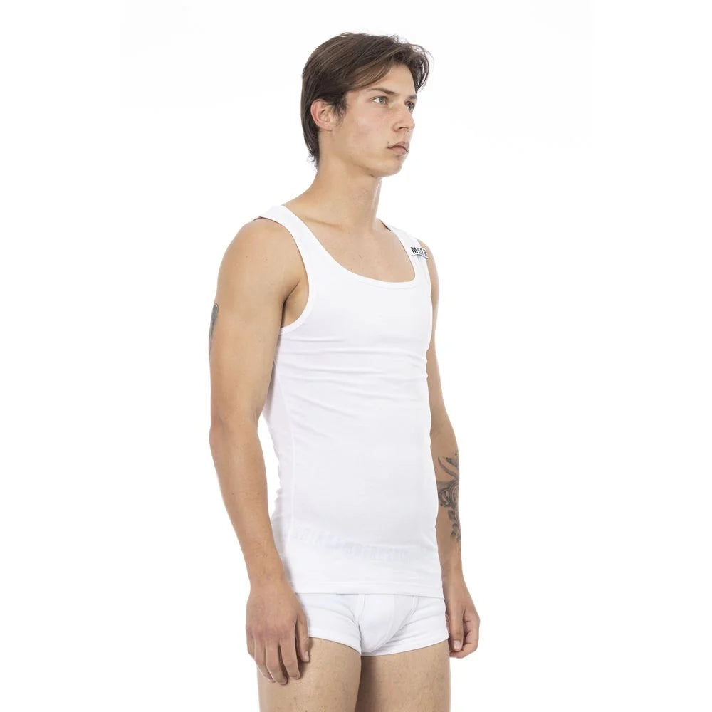 Bikkembergs White Cotton Men’s Tank Top - Tank Tops