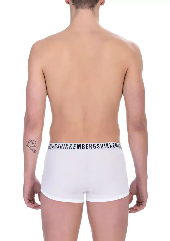 Bikkembergs White Cotton Men’s Trunk Underwear Twin Pack - L - Trunks