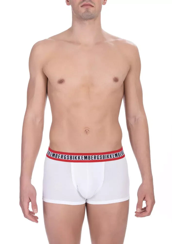Bikkembergs White Cotton Men’s Underwear Trunk Duo Pack - L - Trunks