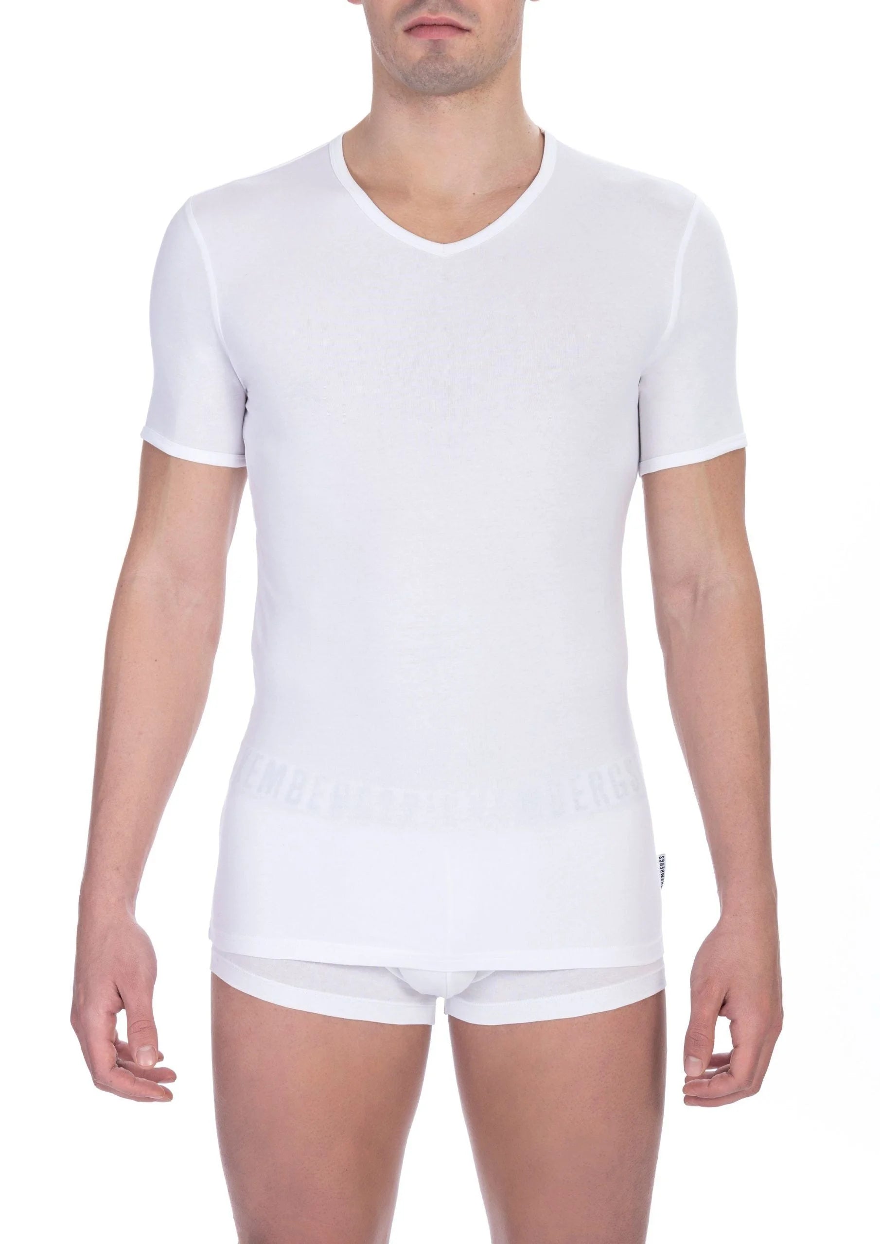 Bikkembergs White Cotton Men’s V-Neck T-Shirt - T-Shirts