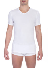 Bikkembergs White Cotton Men’s V-Neck T-Shirt - T-Shirts