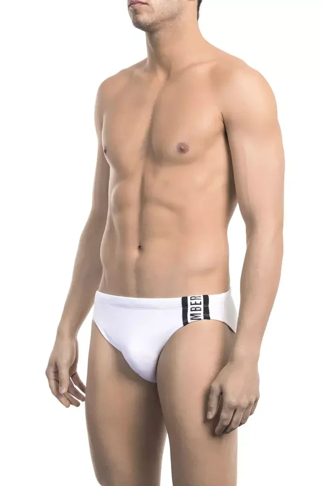 Bikkembergs White Polyamide Men’s Swimwear - XL - Swim Briefs