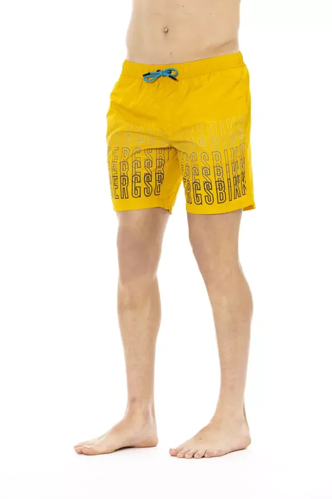 Bikkembergs Yellow Polyester Men Swim Short - Boardshorts