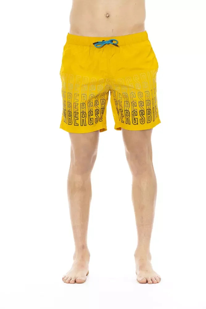 Bikkembergs Yellow Polyester Men Swim Short - Boardshorts