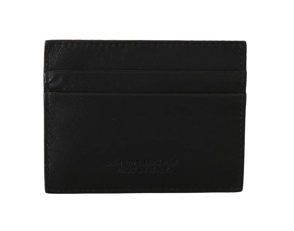 Billionaire Italian Couture Black Leather Cardholder Wallet - Card Cases