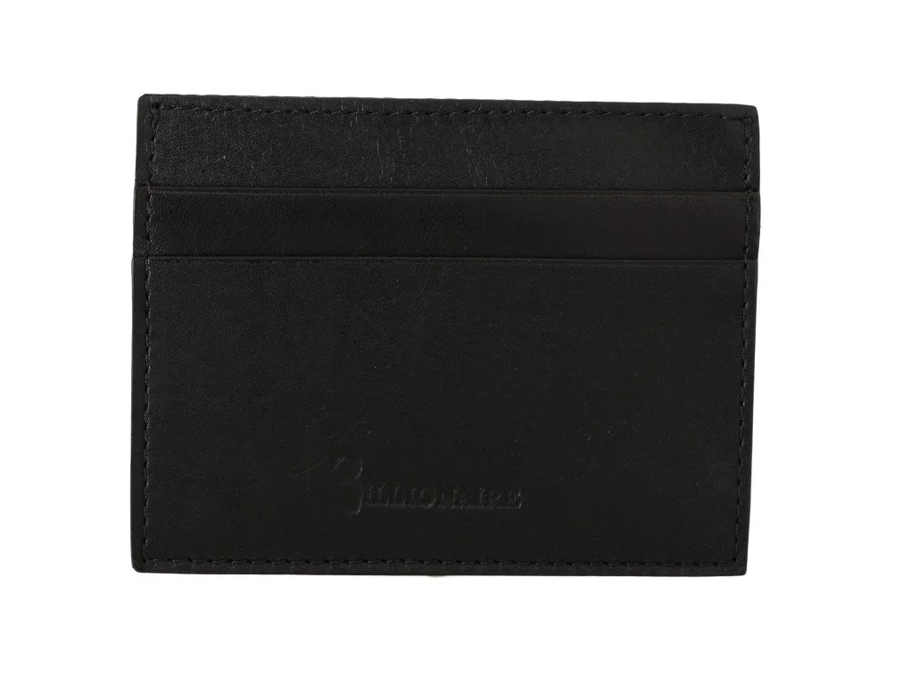 Billionaire Italian Couture Black Leather Cardholder Wallet - Card Cases