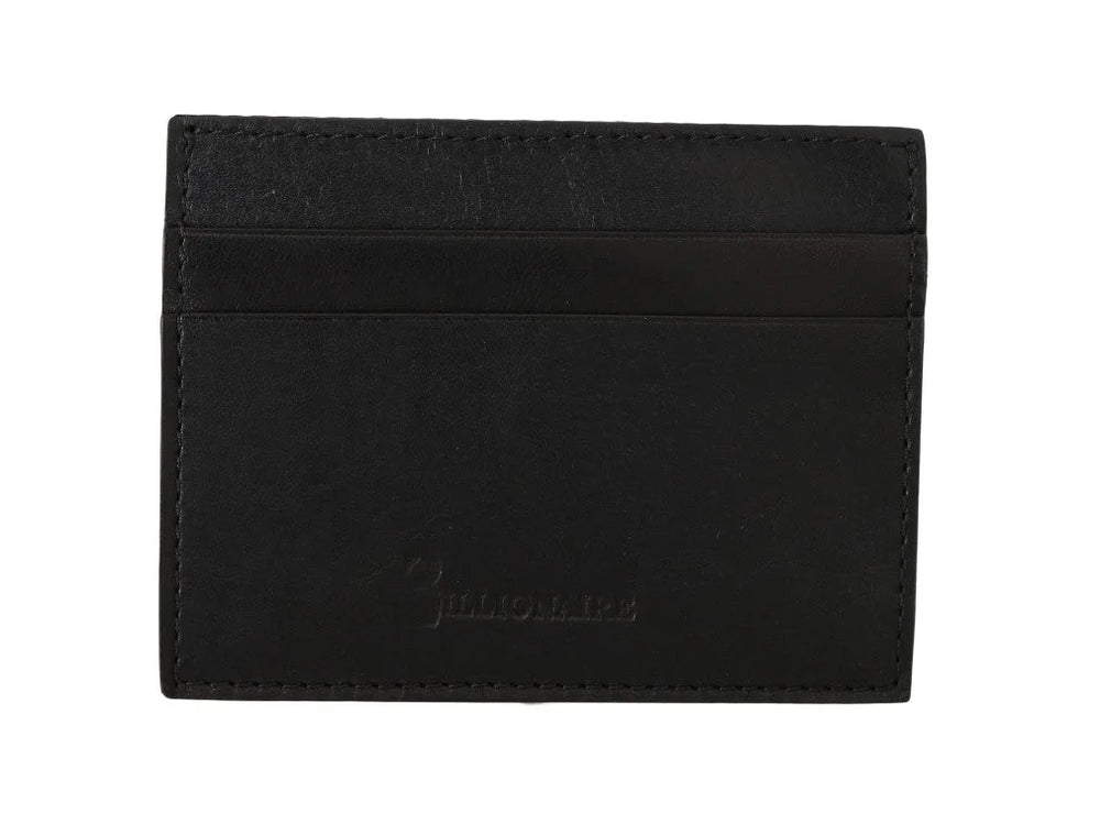 Billionaire Italian Couture Black Leather Cardholder Wallet - Card Cases