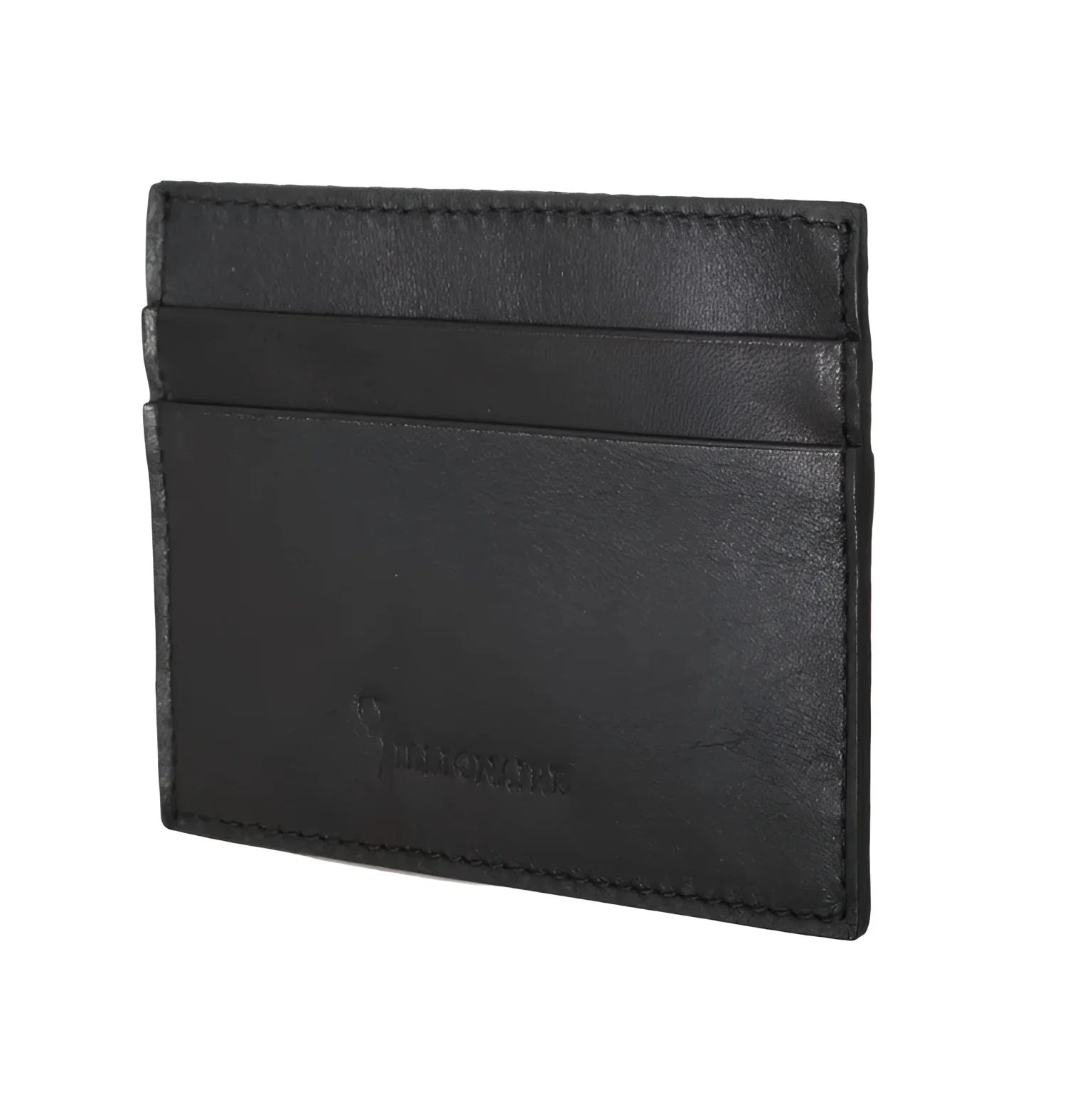 Billionaire Italian Couture Black Leather Cardholder Wallet - Card Cases