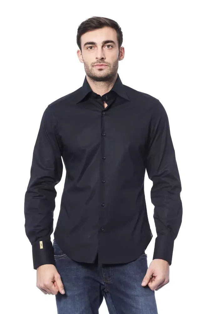 Billionaire Italian Couture Blue Cotton Men Shirt - Shirts