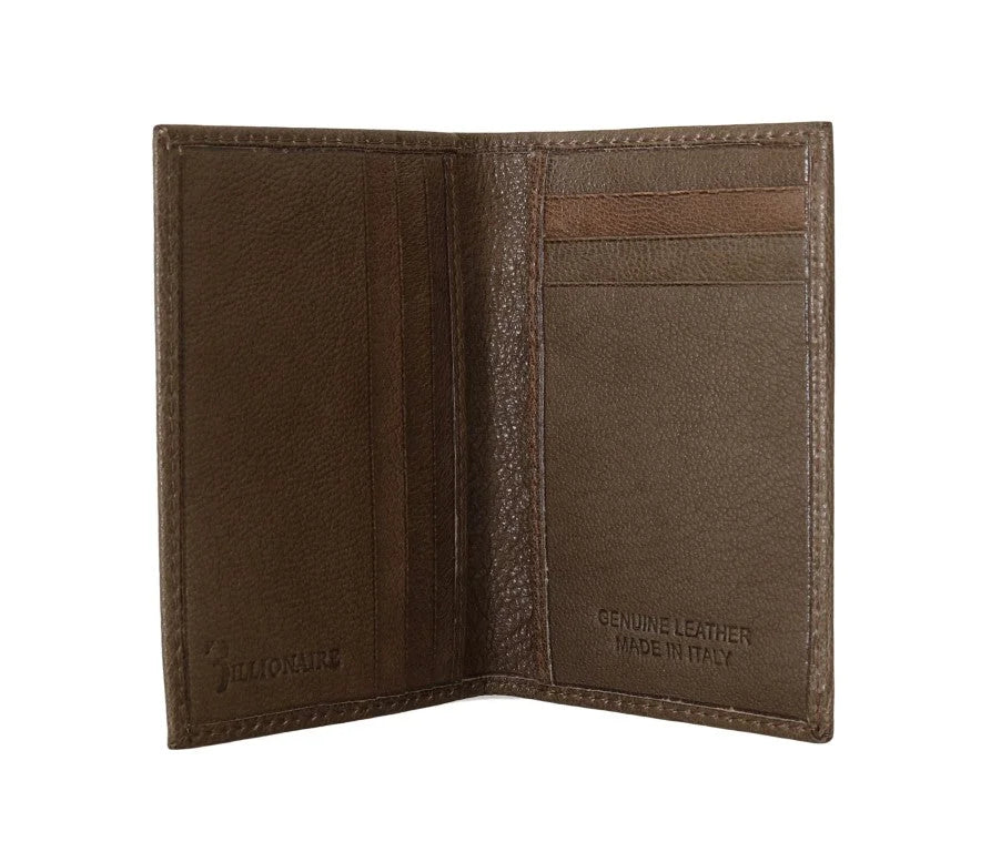 Billionaire Italian Couture Brown Leather Bifold Wallet - Wallets