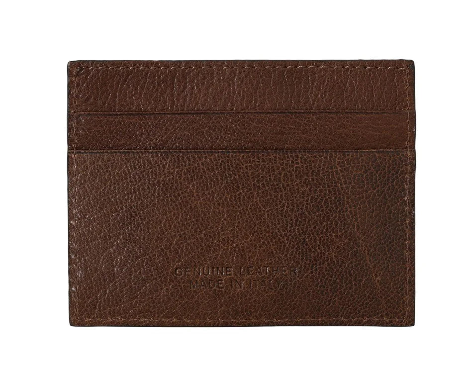 Billionaire Italian Couture Brown Leather Cardholder Wallet - Card Cases