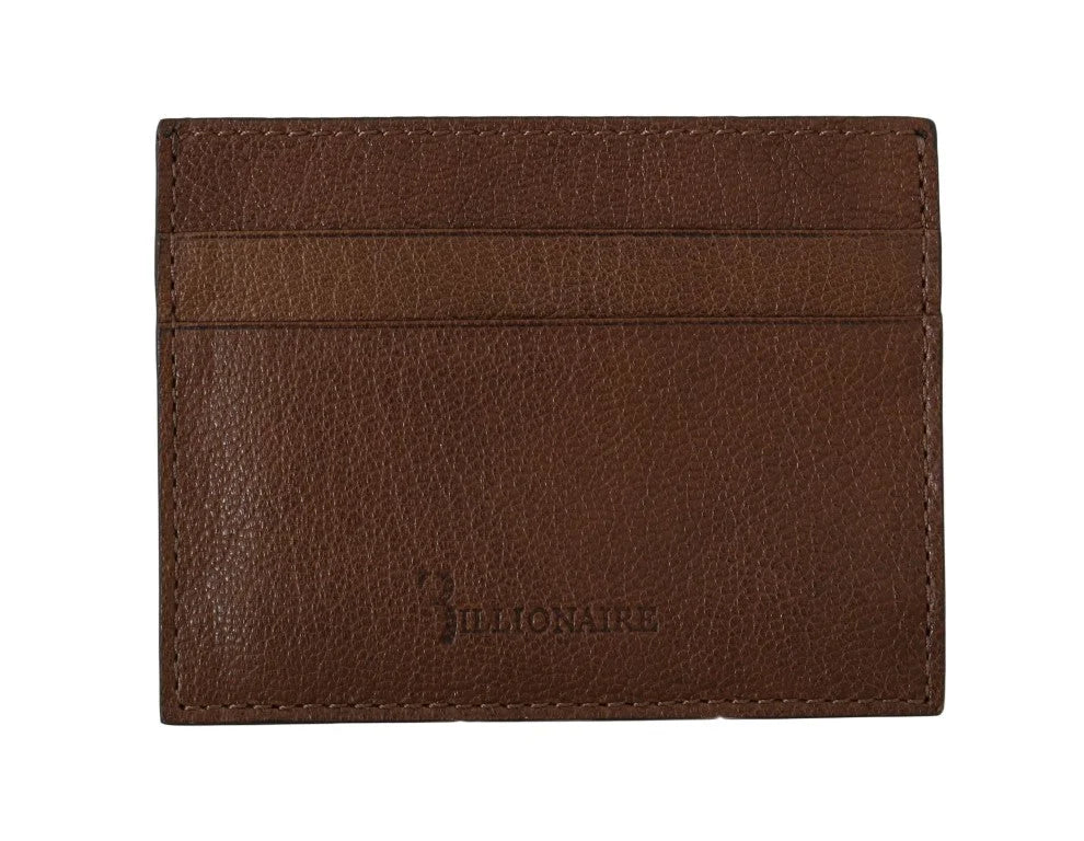 Billionaire Italian Couture Brown Leather Cardholder Wallet - Card Cases