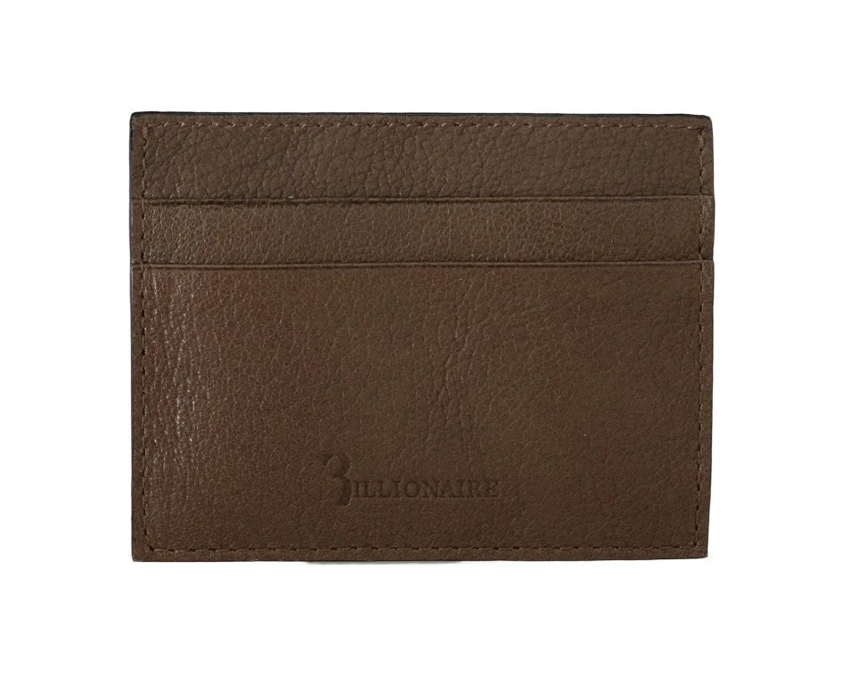 Billionaire Italian Couture Brown Leather Cardholder Wallet - Card Cases