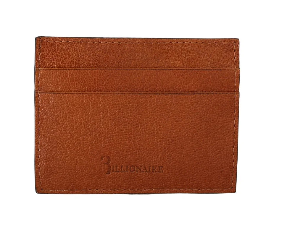 Billionaire Italian Couture Brown Leather Cardholder Wallet - Card Cases