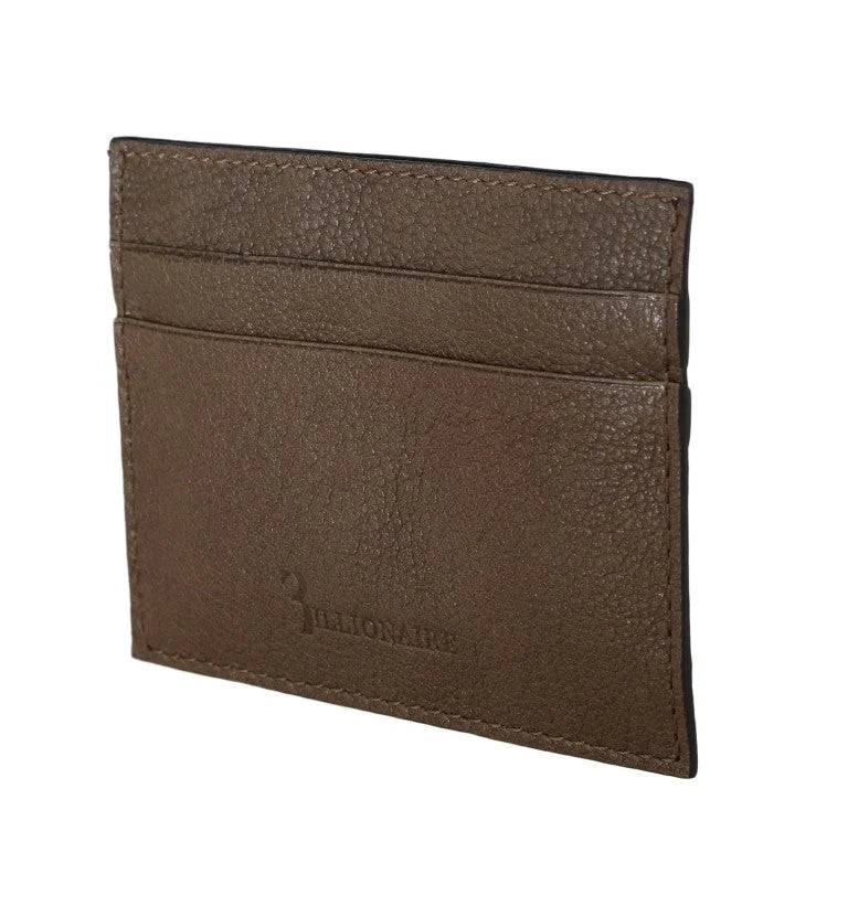 Billionaire Italian Couture Brown Leather Cardholder Wallet - Card Cases