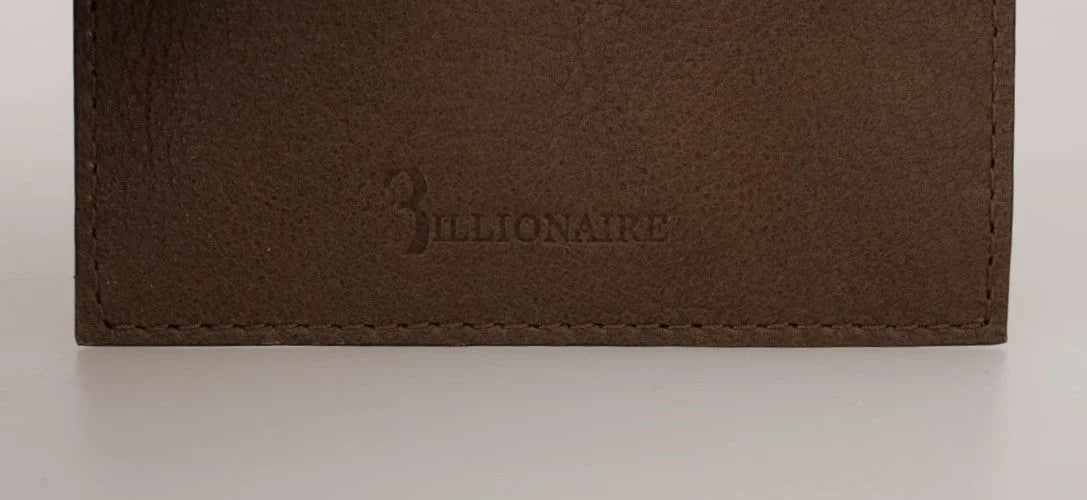 Billionaire Italian Couture Brown Leather Cardholder Wallet - Card Cases