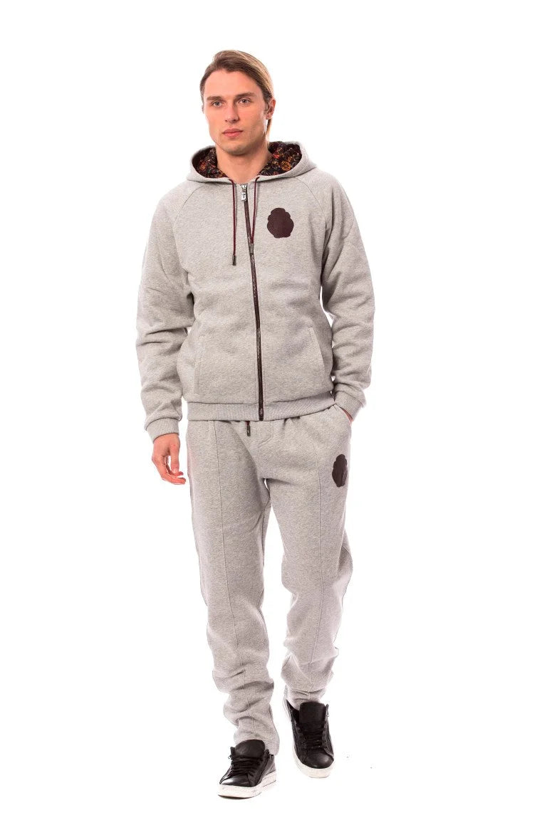 Billionaire Italian Couture Gray Cotton Hooded Sweatsuit - 3XL