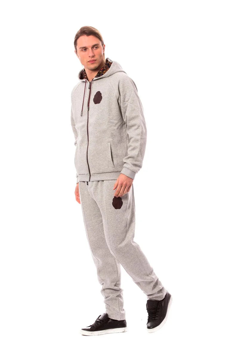 Billionaire Italian Couture Gray Cotton Hooded Sweatsuit - 3XL