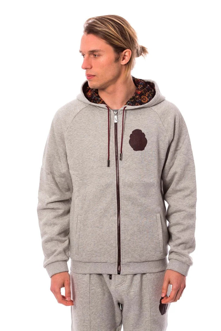 Billionaire Italian Couture Gray Cotton Hooded Sweatsuit - 3XL