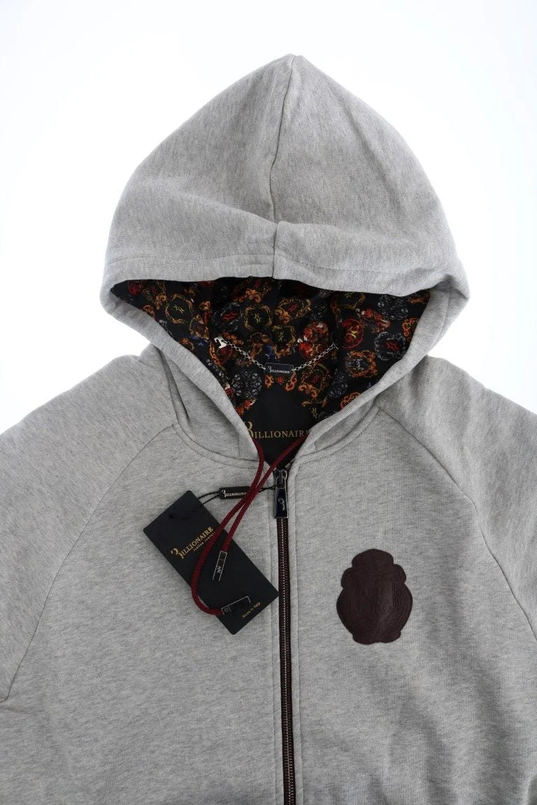 Billionaire Italian Couture Gray Cotton Hooded Sweatsuit - 3XL - Hoodies