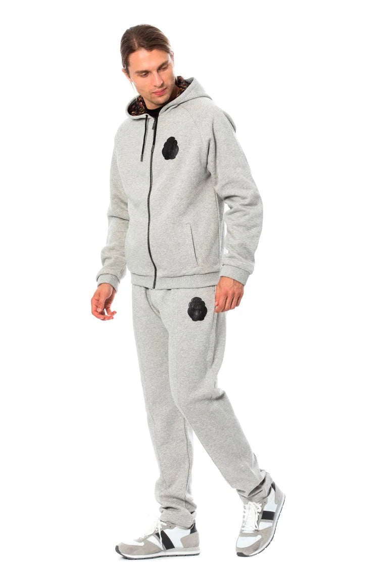 Billionaire Italian Couture Gray Cotton Hooded Sweatsuit - Hoodies