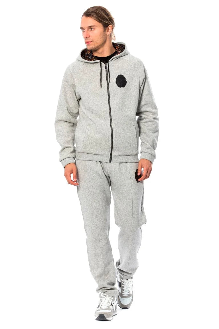 Billionaire Italian Couture Gray Cotton Hooded Sweatsuit - Hoodies