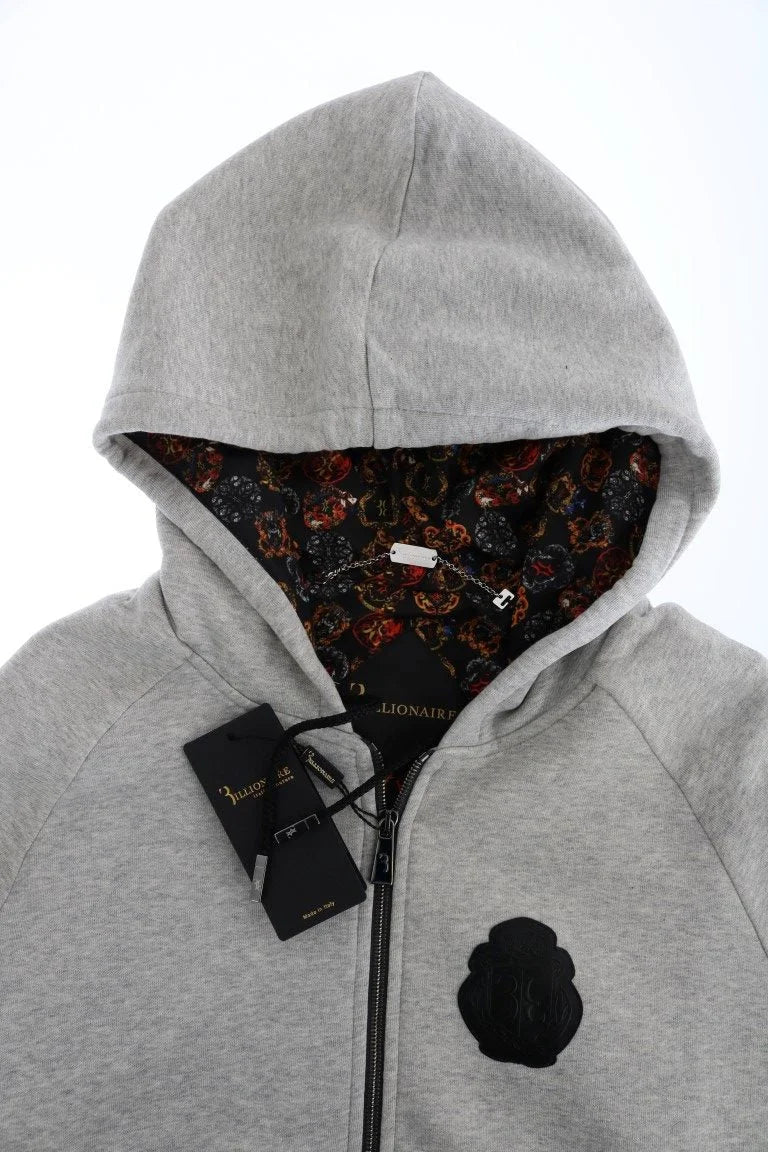 Billionaire Italian Couture Gray Cotton Hooded Sweatsuit - Hoodies