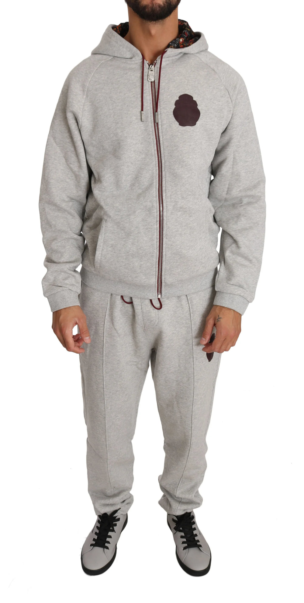 Billionaire Italian Couture Gray Cotton Sweater Pants Tracksuit - 3XL - Hoodies