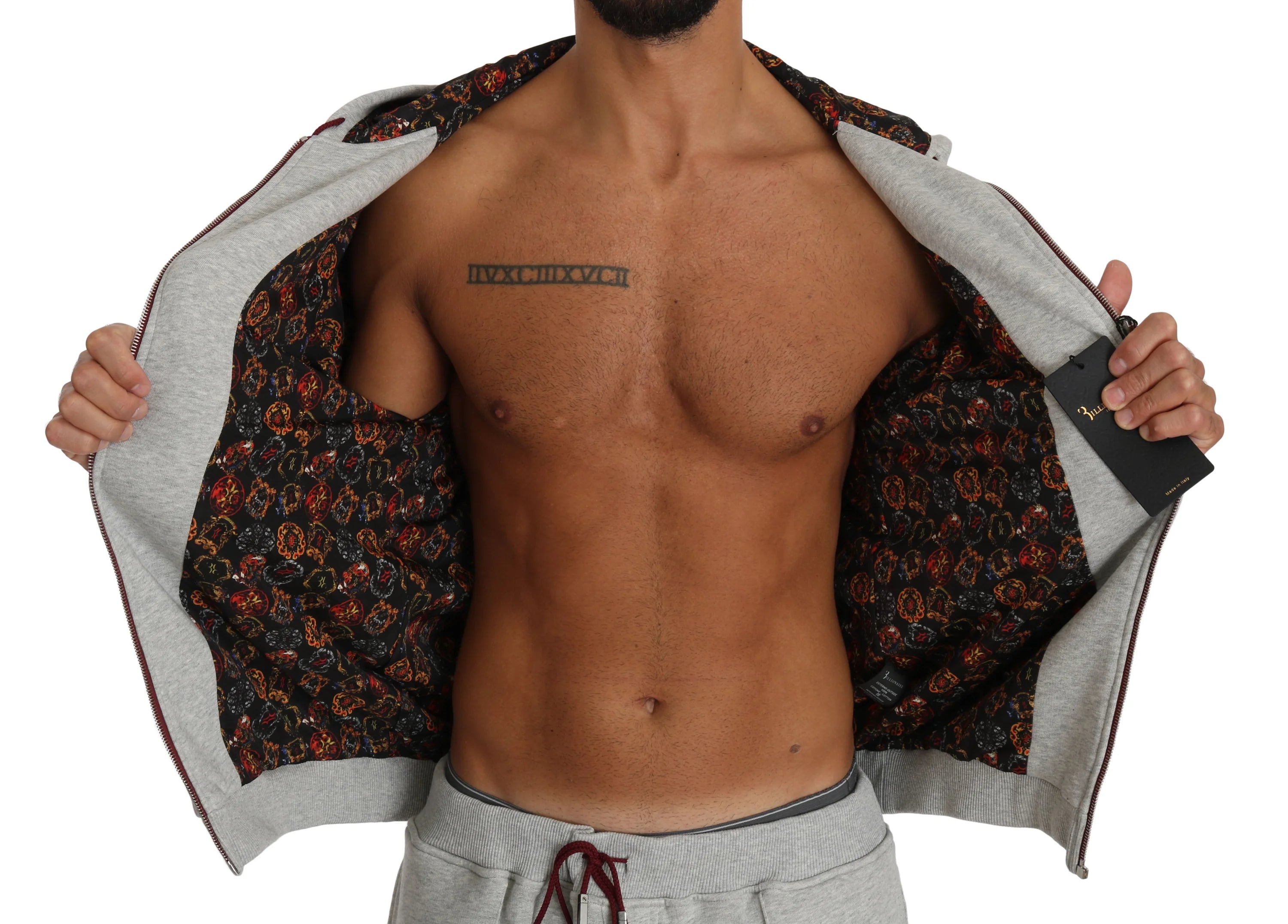 Billionaire Italian Couture Gray Cotton Sweater Pants Tracksuit - 3XL - Hoodies