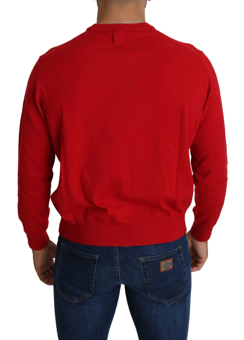 Billionaire Italian Couture Red V-neck Wool Sweatshirt Pullover Sweater - XL - Sweaters