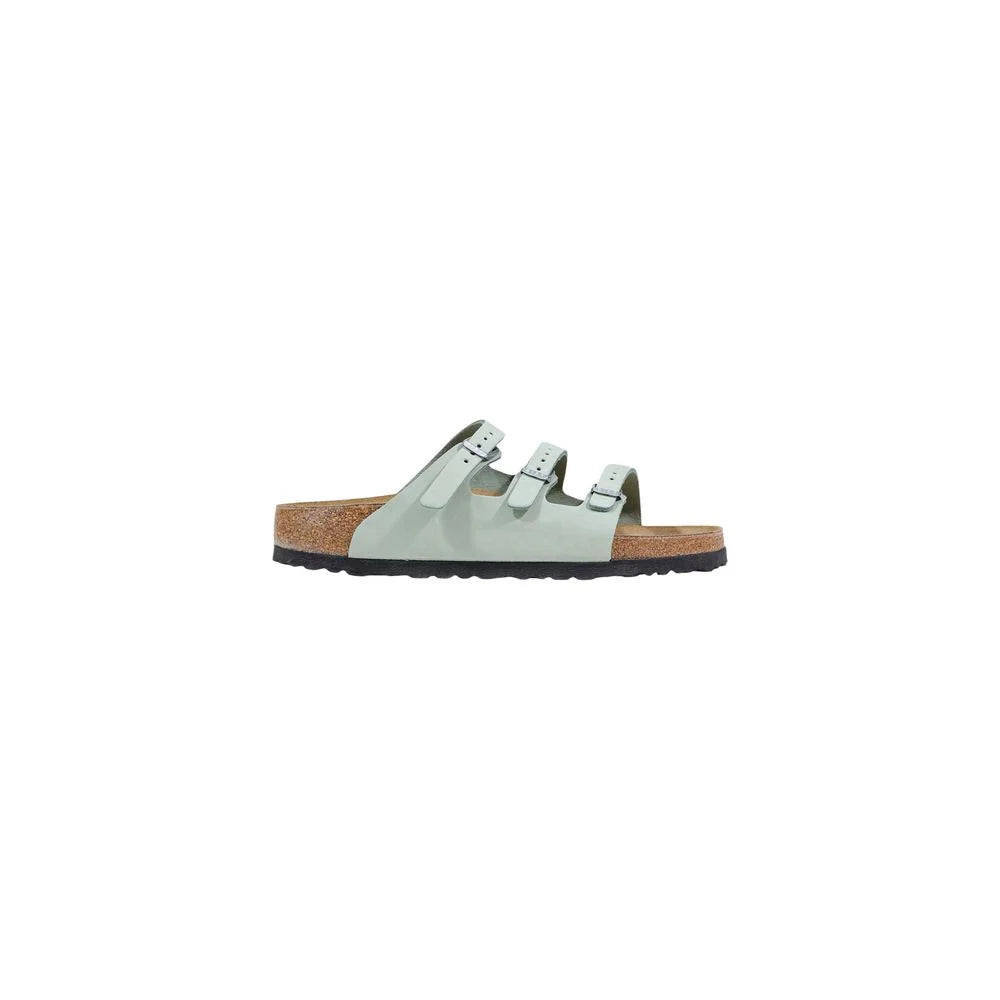 Birkenstock Green Leather Flat Sandals